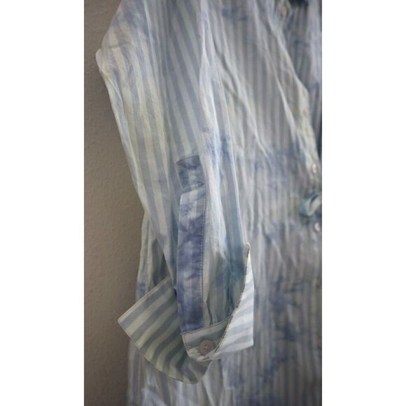 Free People x REVOLVE Women Sz XS Blue Nola Striped-Tie Dye L/S Shirt Dress - Picture 5 of 9